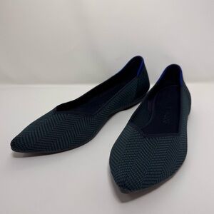 Rothy's Size 9 The Point Green Cedar Herringbone Shoes Flats WORN ONCE!